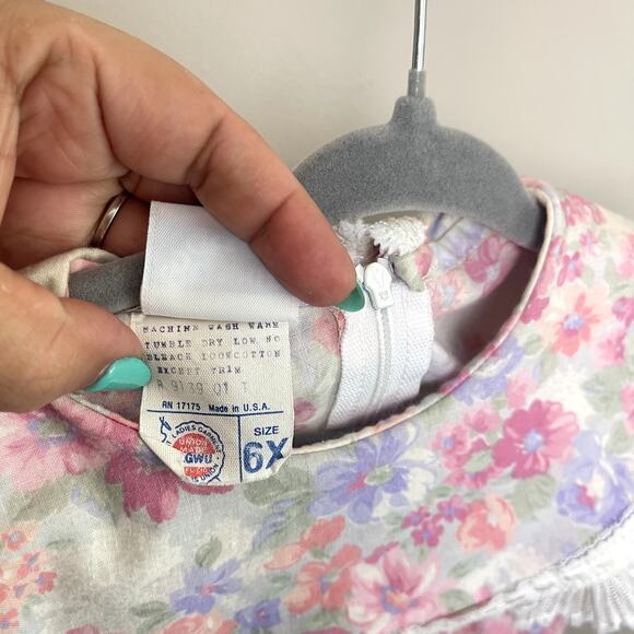 Bonnie Jean Vintage Farm CottageCore Collared Lace Floral Made In USA Dress 6X - Picture 5 of 7